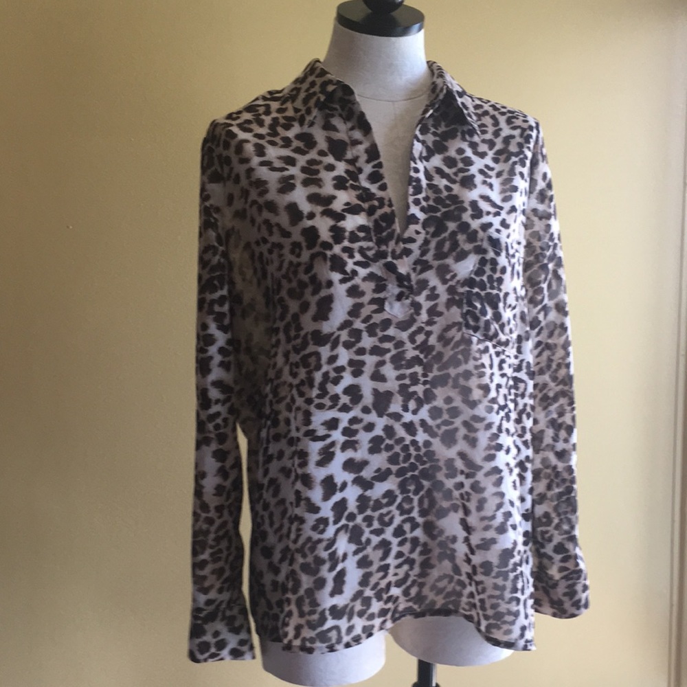 Pleione animal print women’s shear blouse